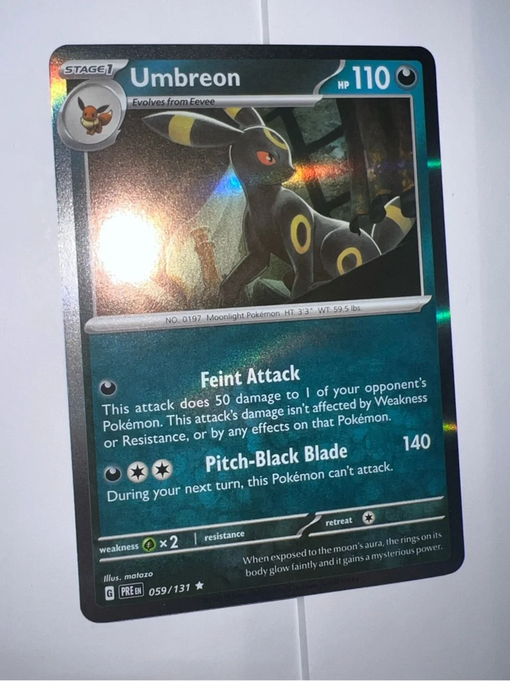 Pokemon Umbreon Holographic Trading Card – Black & Yellow